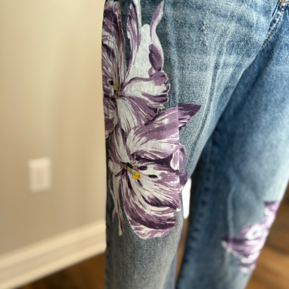 Scotch & Soda‎ The Bay Purple Floral Distressed Organic Cotton Boyfriend Jeans - Picture 8 of 16